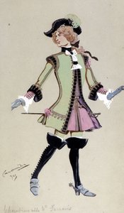 Kostymdesign för Cherubino, från Figaros bröllop av Wolfgang Amadeus Mozart, 1905